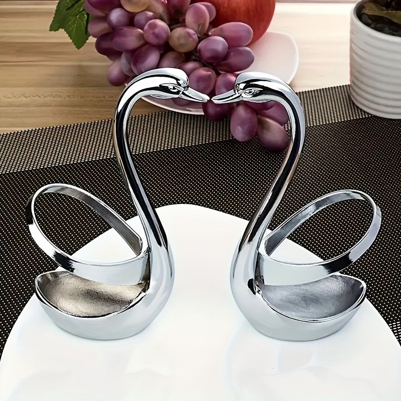 Silver Black swan-shaped spoon set, stainless steel kitchenware, decorative spoons, high-quality spoons, kitchen accessories, Australian tableware, elegant utensil set, gift for home