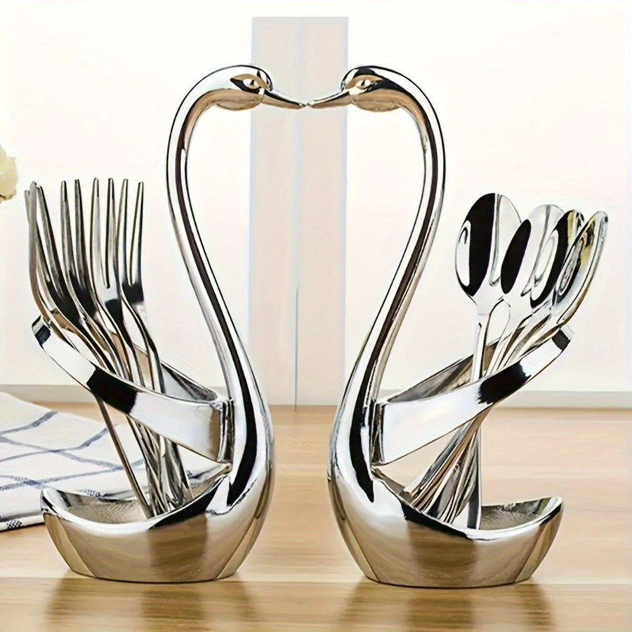 Silver Black swan-shaped spoon set, stainless steel kitchenware, decorative spoons, high-quality spoons, kitchen accessories, Australian tableware, elegant utensil set, gift for home