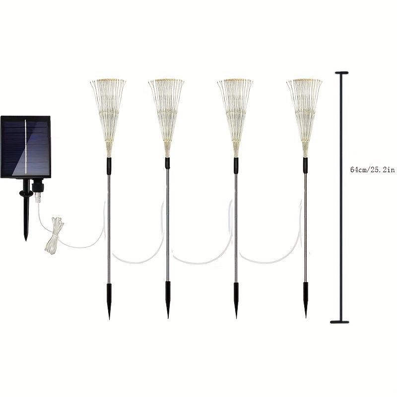 Black Solar Garden Lights Dandelion LED Lights Colorful Outdoor Lights 4-Pack Garden