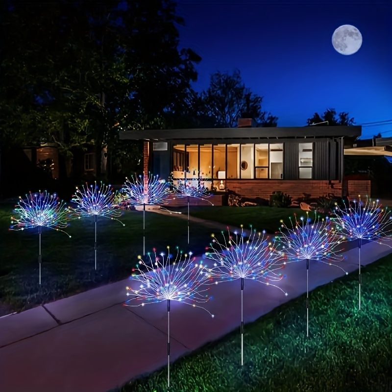 Black Solar Garden Lights Dandelion LED Lights Colorful Outdoor Lights 4-Pack Garden