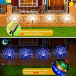 Black Solar Garden Lights Dandelion LED Lights Colorful Outdoor Lights 4-Pack Garden