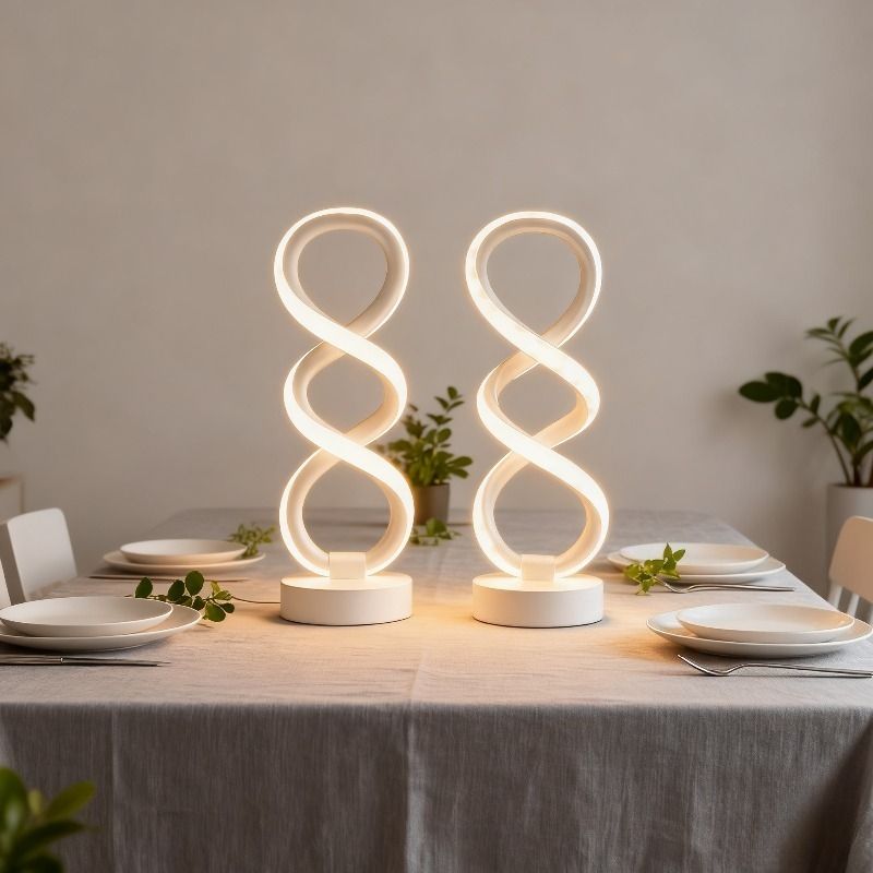 White Black Infinity-Shaped Lamps Night Atmosphere Lamps Home Decor LED Lamps 2-Piece Set