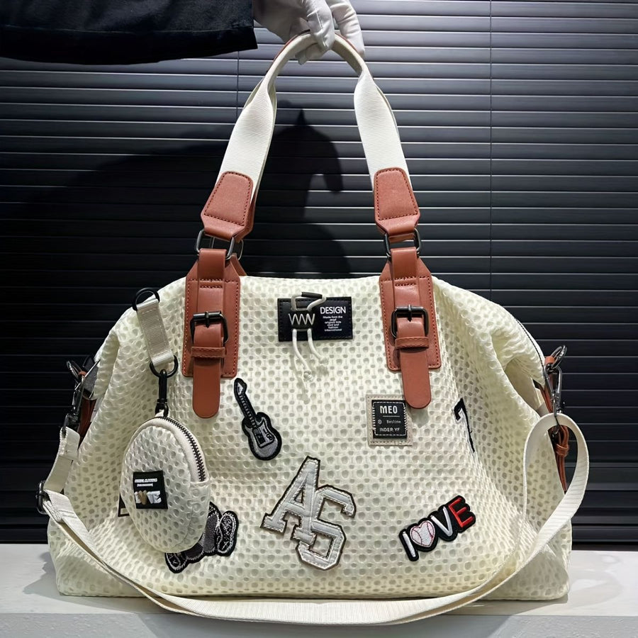 Travel Duffle Bag Embroidered Duffle Bag Stylish Travel Bag Weekend Bag For Men - Black - Size L