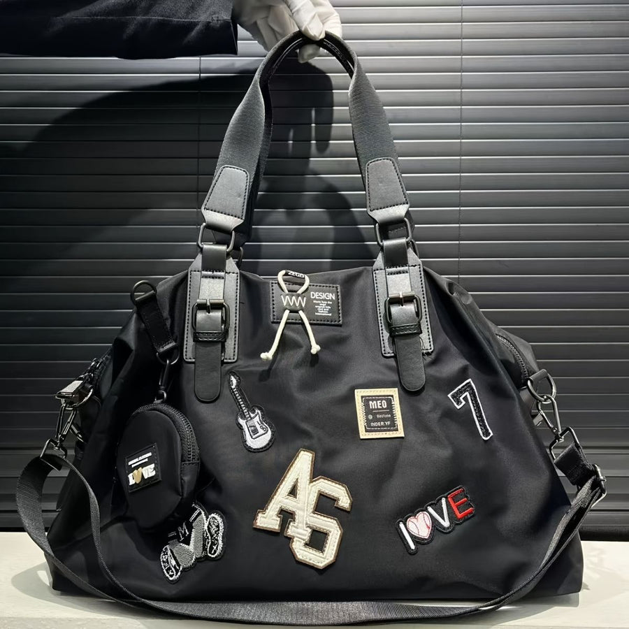 Travel Duffle Bag Embroidered Duffle Bag Stylish Travel Bag Weekend Bag For Men - Black - Size L