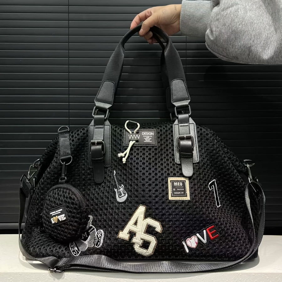 Travel Duffle Bag Embroidered Duffle Bag Stylish Travel Bag Weekend Bag For Men - Black - Size L