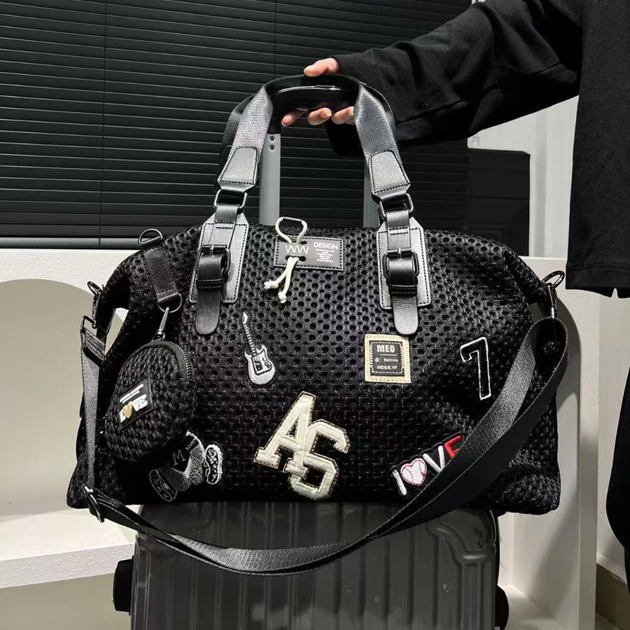 Travel Duffle Bag Embroidered Duffle Bag Stylish Travel Bag Weekend Bag For Men - Black - Size L