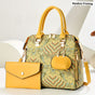 Ladies Hand-Held Bags 2-Piece Set Embroidered Print Retro Stylish Bag With - Red - Size 24-13-24