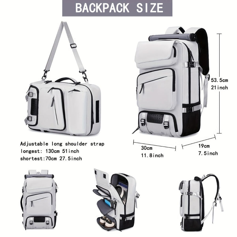Travel Backpack Multi-Functional Backpack Convertible Backpack Shoe Compartment - Green - Size M