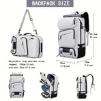 Travel Backpack Multi-Functional Backpack Convertible Backpack Shoe Compartment - White - Size M