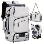 Travel Backpack Multi-Functional Backpack Convertible Backpack Shoe Compartment - White - Size M