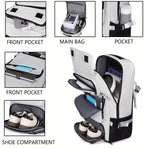 Travel Backpack Multi-Functional Backpack Convertible Backpack Shoe Compartment - White - Size M