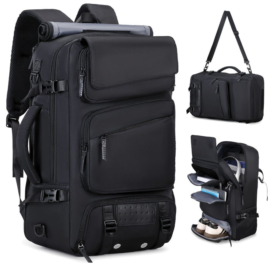 Travel Backpack Multi-Functional Backpack Convertible Backpack Shoe Compartment - White - Size M