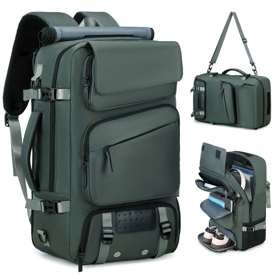 Travel Backpack Multi-Functional Backpack Convertible Backpack Shoe Compartment - White - Size M