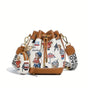 Women'S Bucket Bag Bear Print Handbag Trendy Handbag British Style Bag - Blue - Size 11-14-19