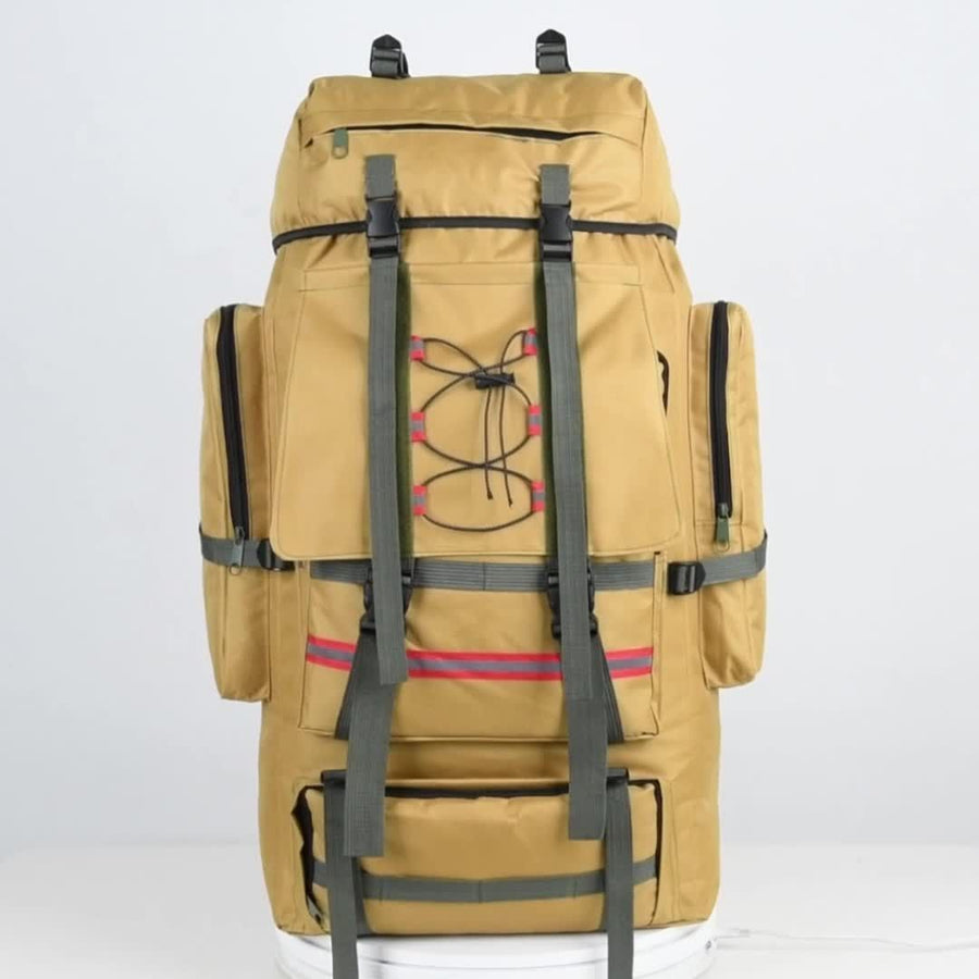 130L Backpack Outdoor Travel Backpack Camping Backpack For Adults Large - Khaki - Size M