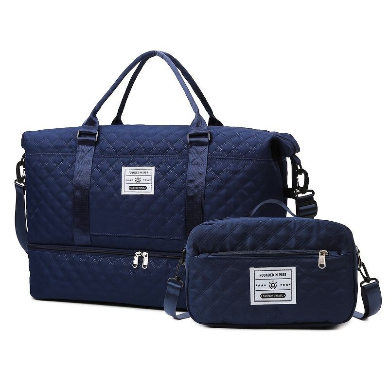 Travel Duffel Bag Small Pouch Travel Accessories Quilted Design Organized - Beige - Size L