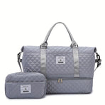 Travel Duffel Bag Small Pouch Travel Accessories Quilted Design Organized - Beige - Size L