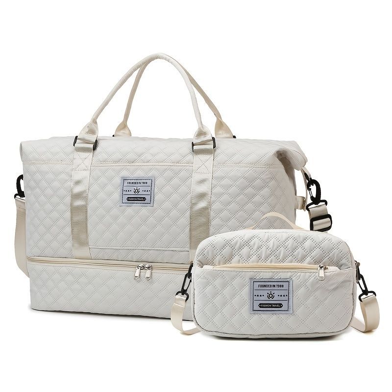 Travel Duffel Bag Small Pouch Travel Accessories Quilted Design Organized - Black - Size L