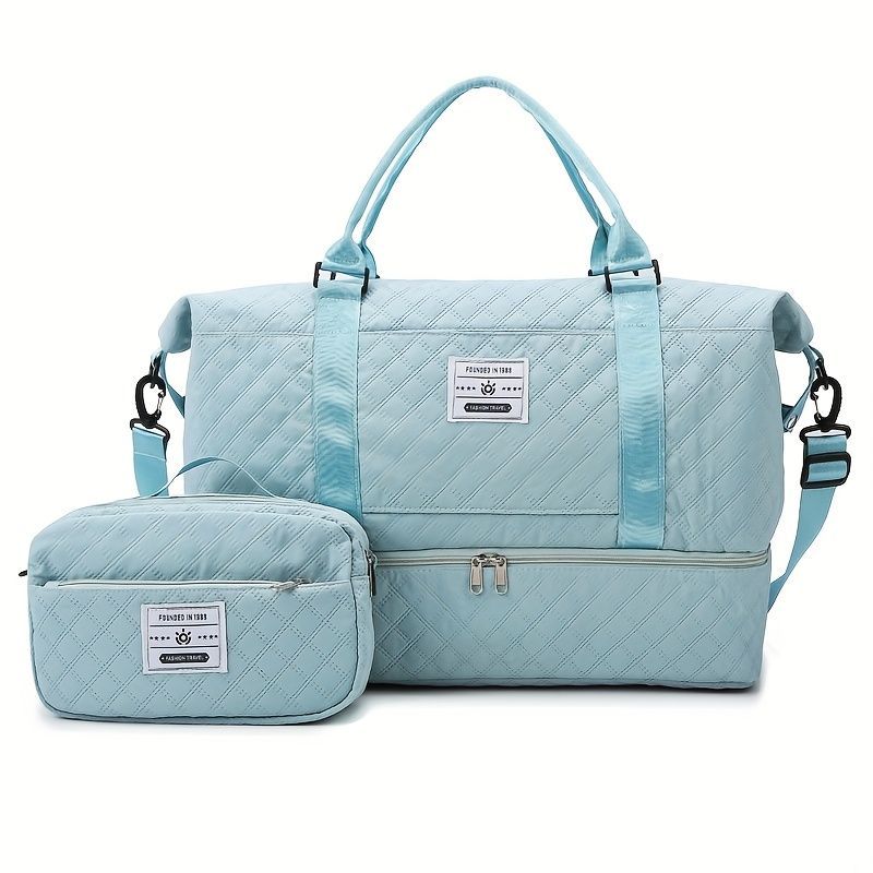 Travel Duffel Bag Small Pouch Travel Accessories Quilted Design Organized - Black - Size L