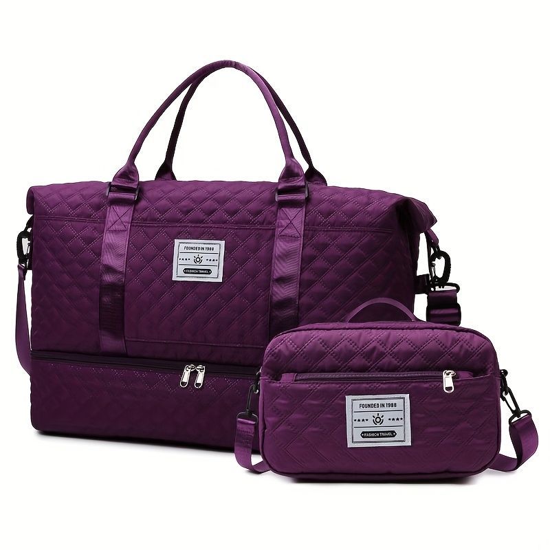 Travel Duffel Bag Small Pouch Travel Accessories Quilted Design Organized - Black - Size L