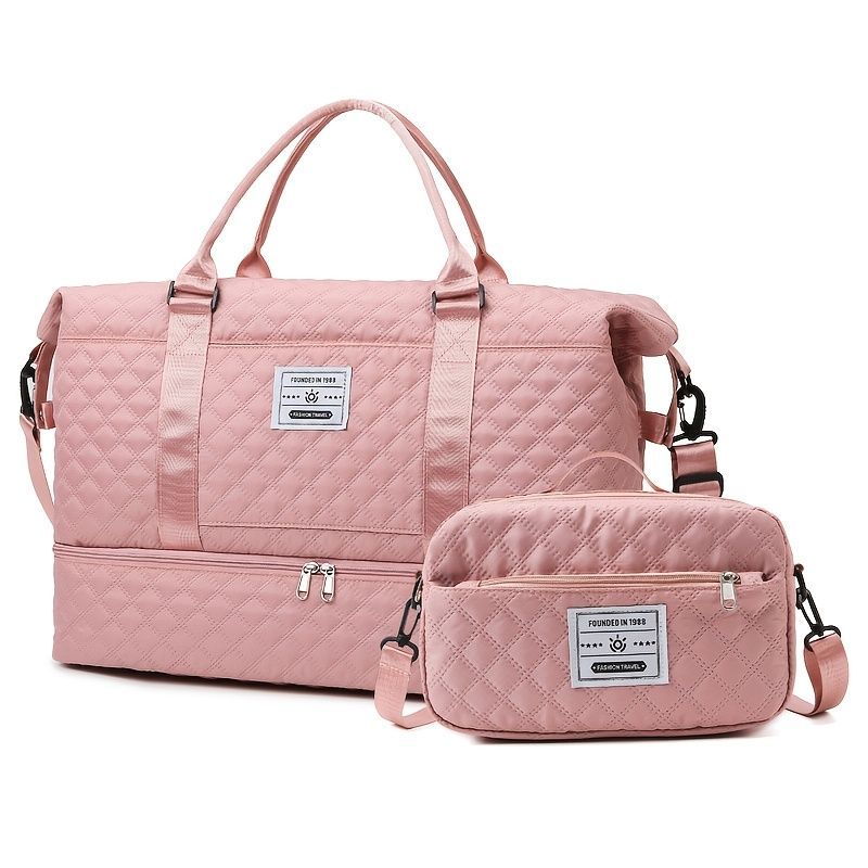 Travel Duffel Bag Small Pouch Travel Accessories Quilted Design Organized - Black - Size L