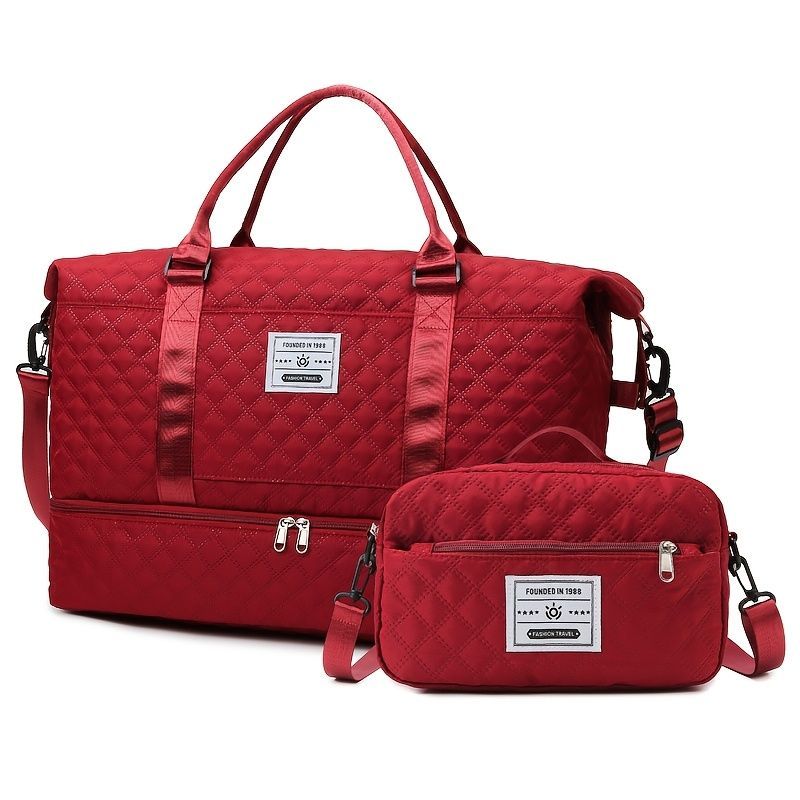Travel Duffel Bag Small Pouch Travel Accessories Quilted Design Organized - Black - Size L