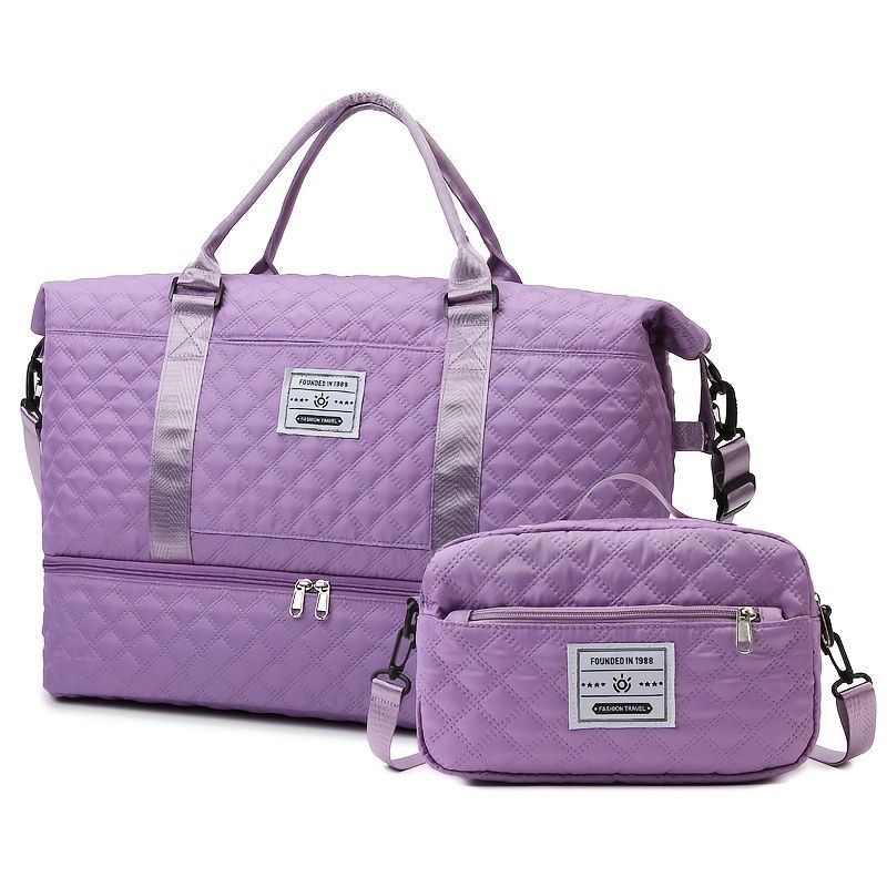 Travel Duffel Bag Small Pouch Travel Accessories Quilted Design Organized - Blue - Size L