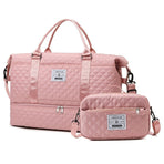 Travel Duffel Bag Small Pouch Travel Accessories Quilted Design Organized - Pink - Size L