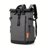 Roll-Top Backpack Travel Backpack Water-Resistant Backpack Unisex Backpack - Black - Size M