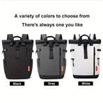 Roll-Top Backpack Travel Backpack Water-Resistant Backpack Unisex Backpack - White - Size M