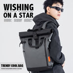 Roll-Top Backpack Travel Backpack Water-Resistant Backpack Unisex Backpack - White - Size M