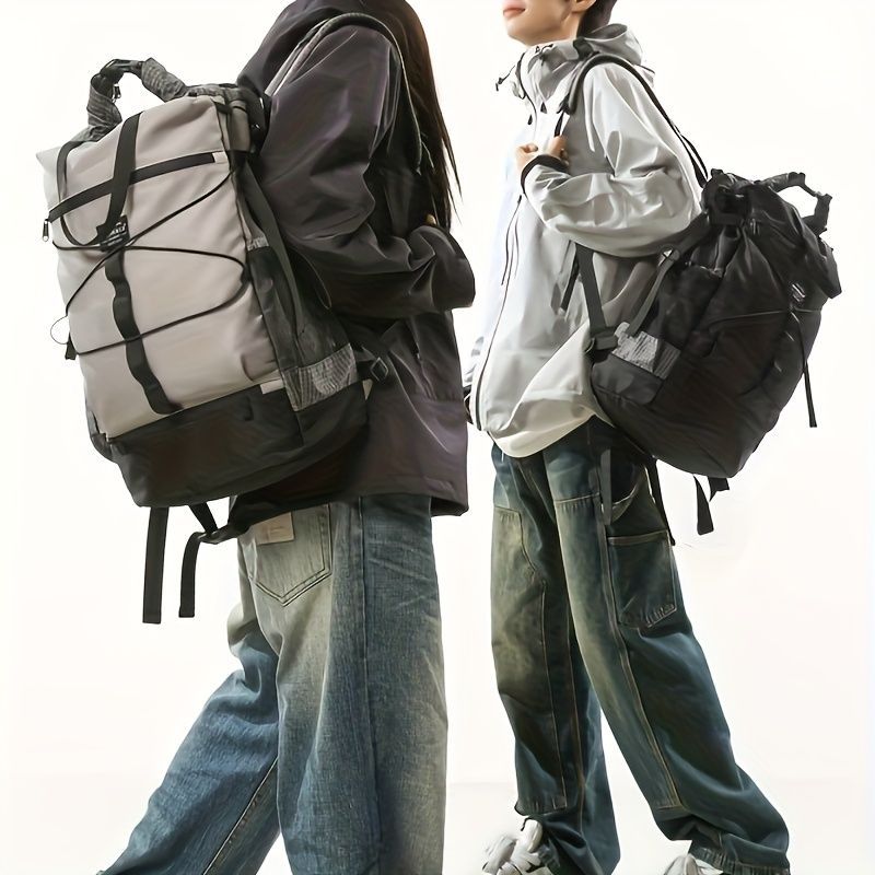 Travel Backpack Four Colors Spacious Compartments Durable Material Comfortable - Gray - Size L