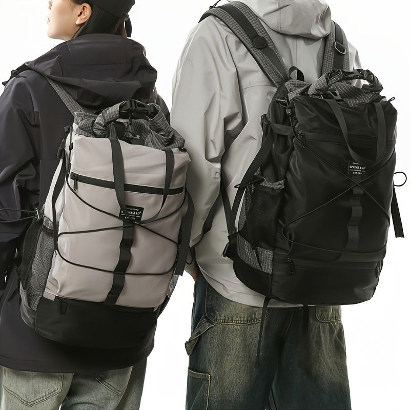 Travel Backpack Four Colors Spacious Compartments Durable Material Comfortable - Gray - Size L