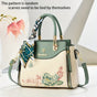Embroidered Leather Handbag High-Quality Handbag Stylish Handbag Leather Bag - Blue - Size L