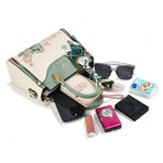 Embroidered Leather Handbag High-Quality Handbag Stylish Handbag Leather Bag - Purple - Size L