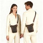 Leather Fanny Pack Top Grain Cowhide Travel Fanny Pack Adjustable Belt Fanny - Black - Size M