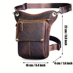 Leather Fanny Pack Top Grain Cowhide Travel Fanny Pack Adjustable Belt Fanny - Brown - Size M