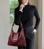 Leather Hobo Bag Shoulder Bag For Women High-Quality Leather Bag Travel Handbag - Black - Size L