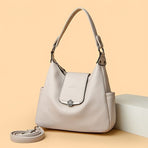 Leather Hobo Bag Shoulder Bag For Women High-Quality Leather Bag Travel Handbag - Black - Size L
