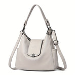 Leather Hobo Bag Shoulder Bag For Women High-Quality Leather Bag Travel Handbag - Black - Size L