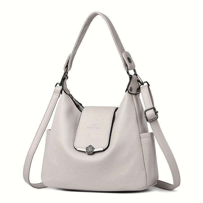 Leather Hobo Bag Shoulder Bag For Women High-Quality Leather Bag Travel Handbag - Black - Size L