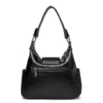 Leather Hobo Bag Shoulder Bag For Women High-Quality Leather Bag Travel Handbag - Black - Size L