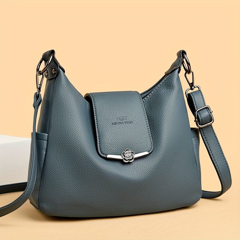 Leather Hobo Bag Shoulder Bag For Women High-Quality Leather Bag Travel Handbag - Black - Size L