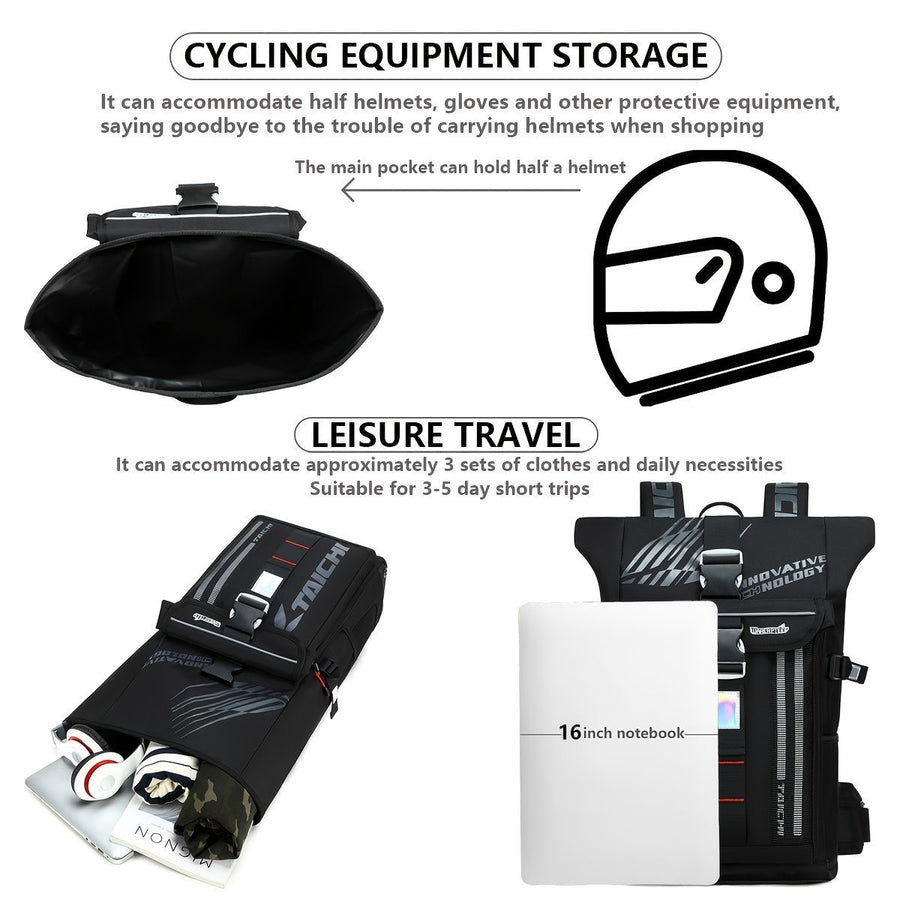 Waterproof Backpack Travel Backpack Taichi Backpack Laptop Backpack Multiple - Black - Size L