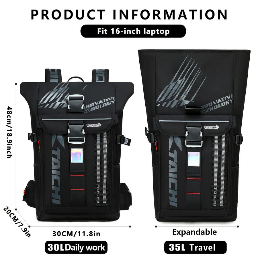 Waterproof Backpack Travel Backpack Taichi Backpack Laptop Backpack Multiple - Black - Size L