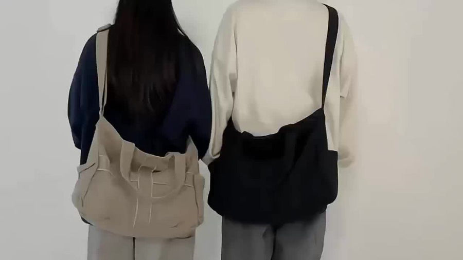 Unisex Bag Cross-Body Bag Shoulder Bag Tote Bag Large Capacity Bag Student Bag - Beige - Size 38-14.5-32