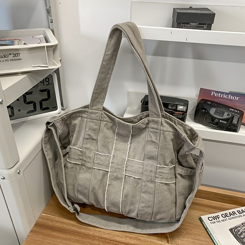 Unisex Bag Cross-Body Bag Shoulder Bag Tote Bag Large Capacity Bag Student Bag - Beige - Size 38-14.5-32
