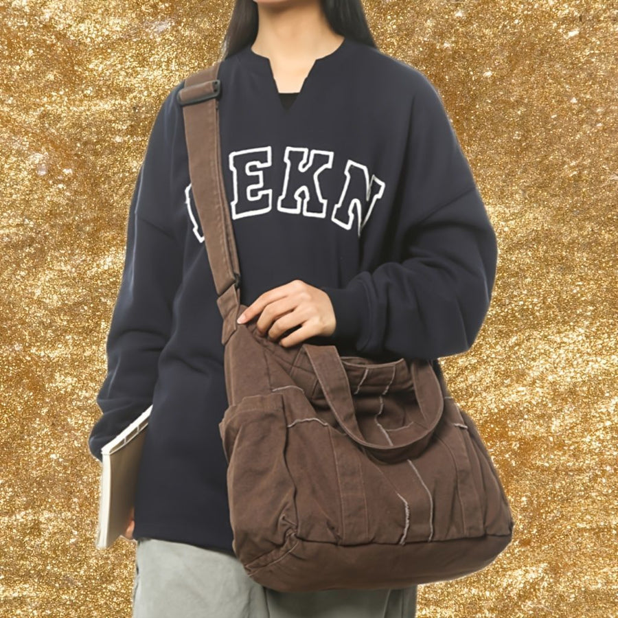 Unisex Bag Cross-Body Bag Shoulder Bag Tote Bag Large Capacity Bag Student Bag - Beige - Size 38-14.5-32