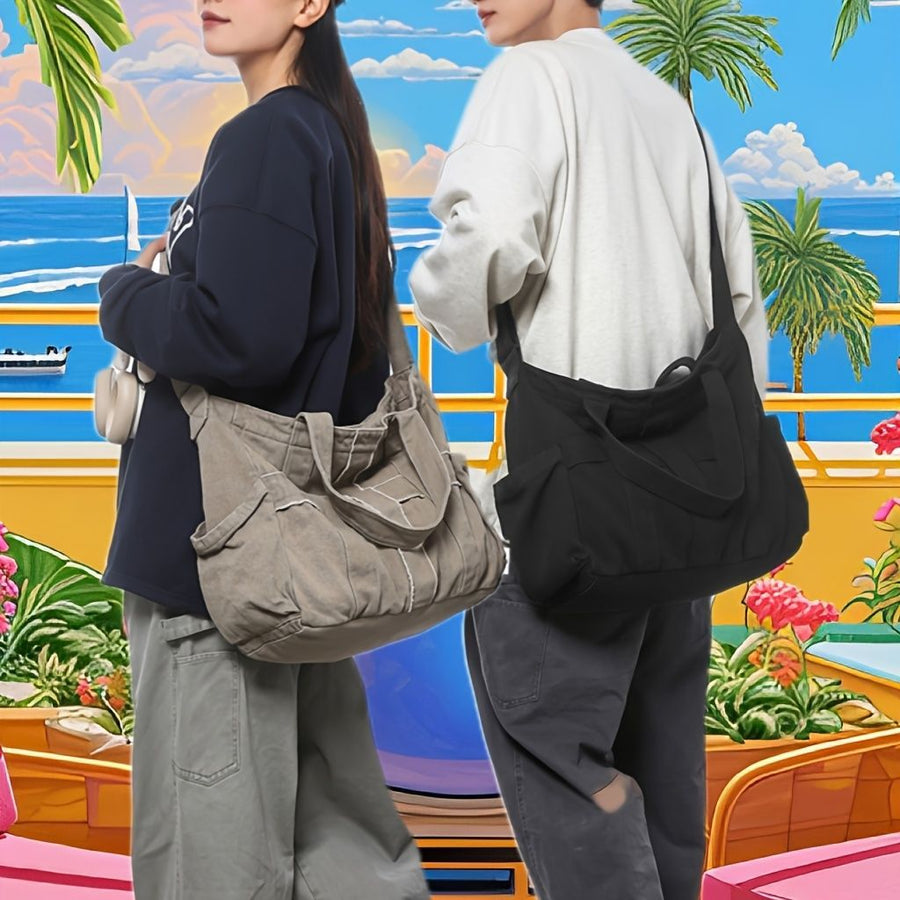 Unisex Bag Cross-Body Bag Shoulder Bag Tote Bag Large Capacity Bag Student Bag - Green - Size 38-14.5-32