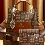 Women'S Handbag Set Monogram Handbag Three-Piece Handbag Set Australian Style - Brown - Size 25-11-19